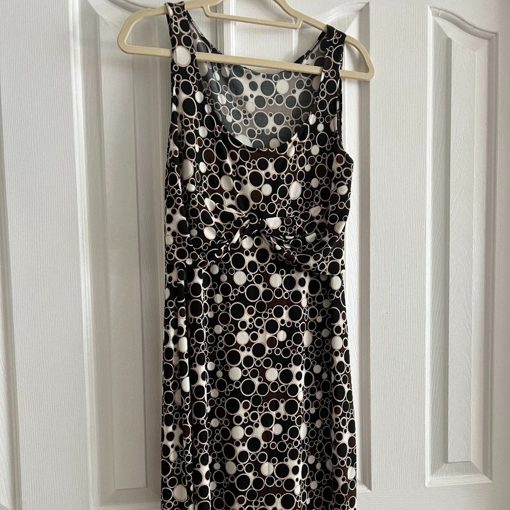 SIZE 14 KNEE LENGTH DRESS WITH BLACK BROWN WHITE SPOTS